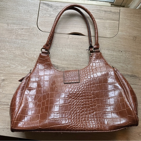 Y2k brown faux leather crocodile style shoulder bag - Picture 4 of 11